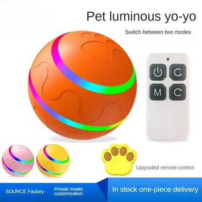 Dynamic Remote-Controlled LED Interactive Chew-Resistant Ball Toy for Energetic Puppies, Waterproof & Durable Design.