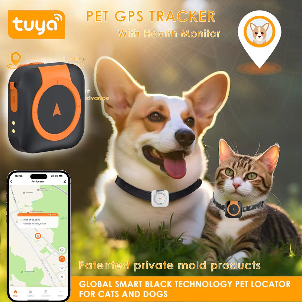 Mini 4G GPS Tracker for Dogs Cats with Health Monitor GPS Dog Fence Waterproof Works with Any Collar Android Ios Universal